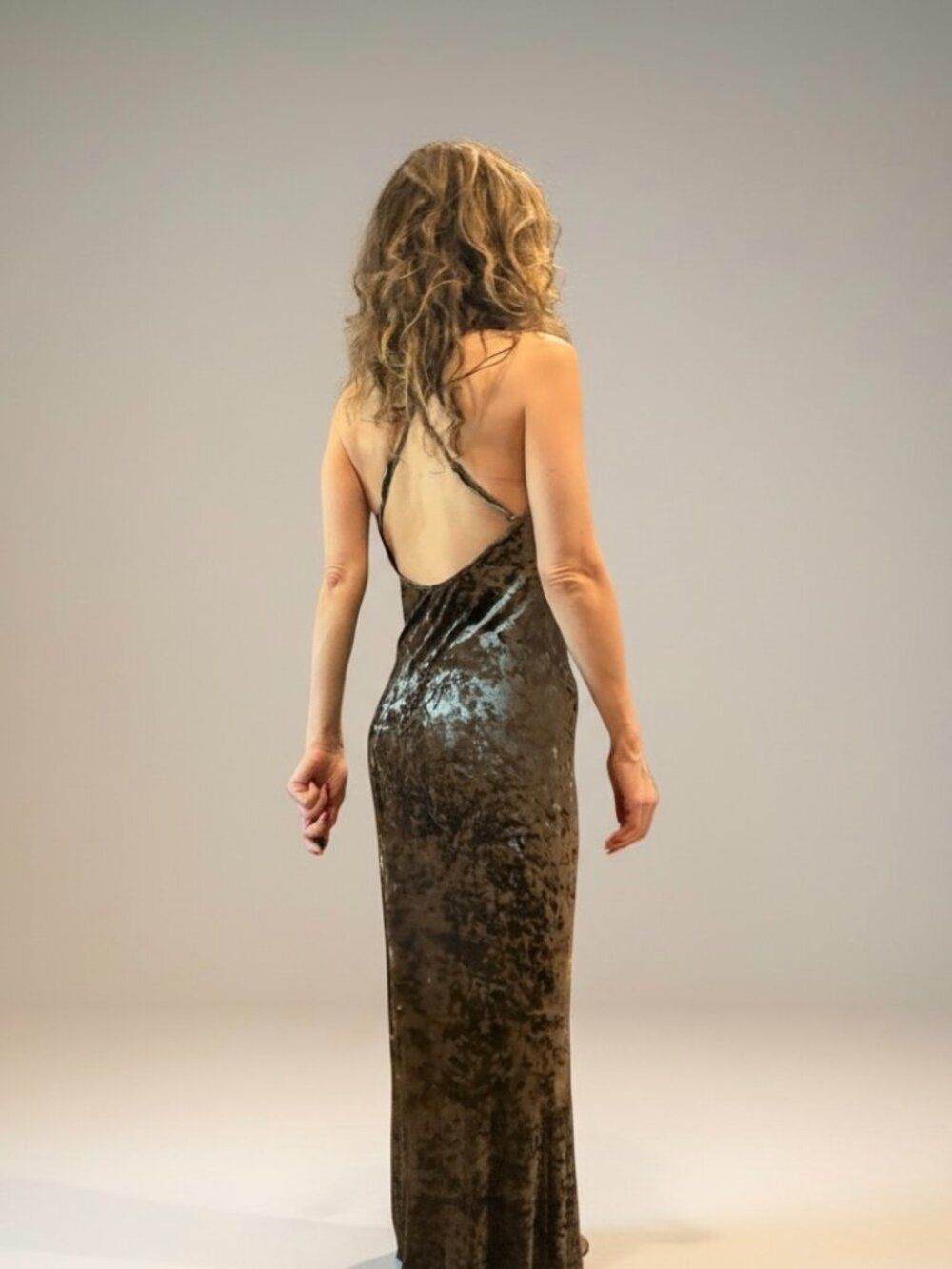 Nbd size medium velvet dress olive gently used no signs of wear